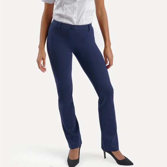 Betabrand Straight Leg Classic‎ Dress Yoga Pants SP S Petite Navy Blue Trousers - Picture 1 of 9